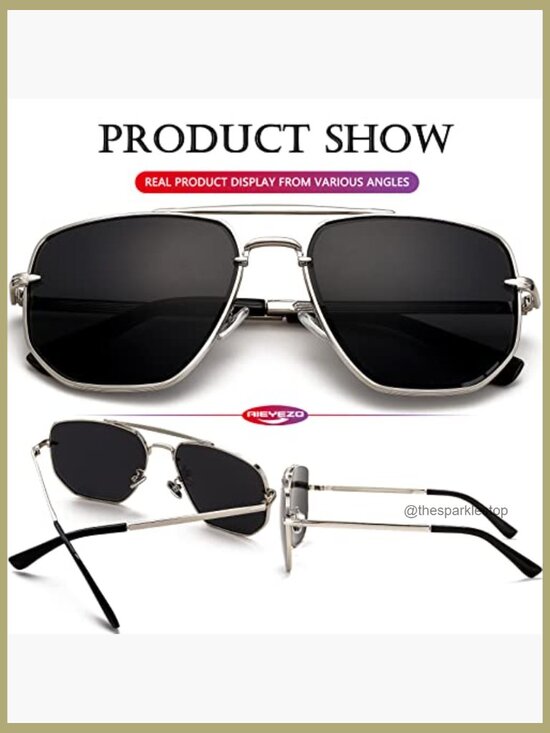 Oversized Square Aviator Sunglasses Vintage Pilot UV400 Protection main image 7